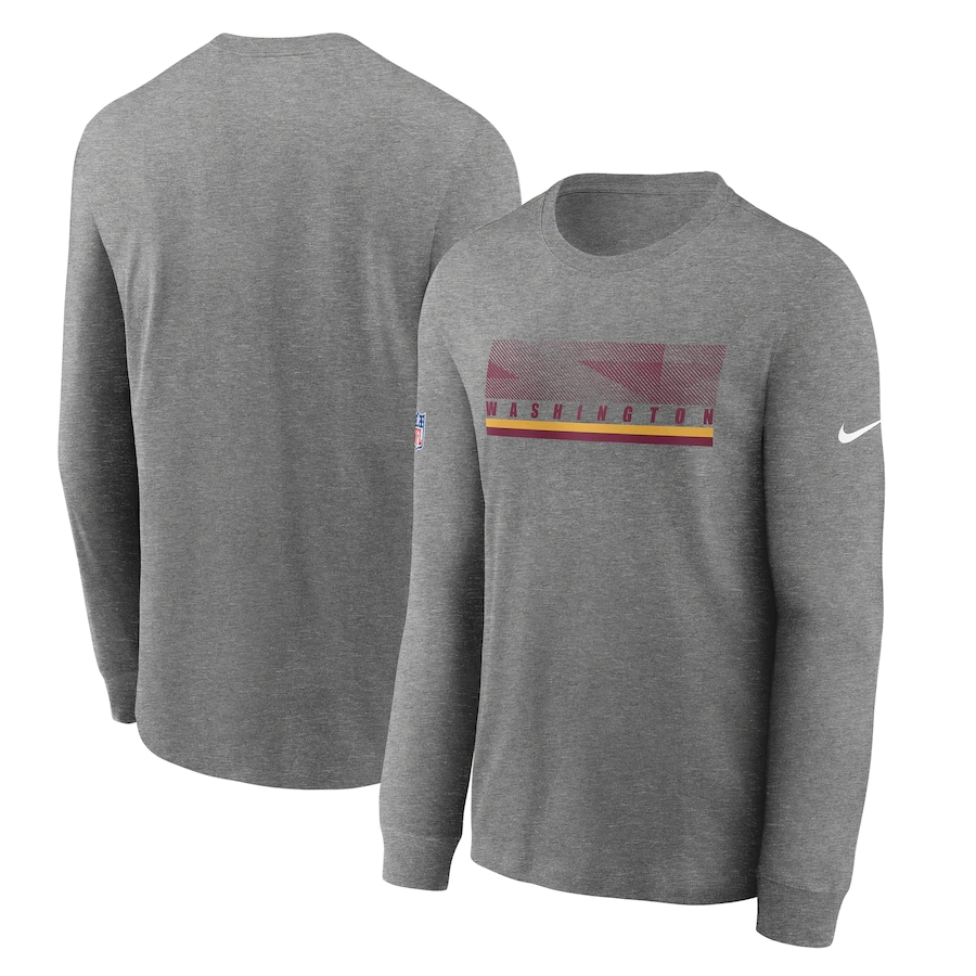 Men's Washington Football Team 2020 Grey Sideline Impact Legend Performance Long Sleeve T-Shirt